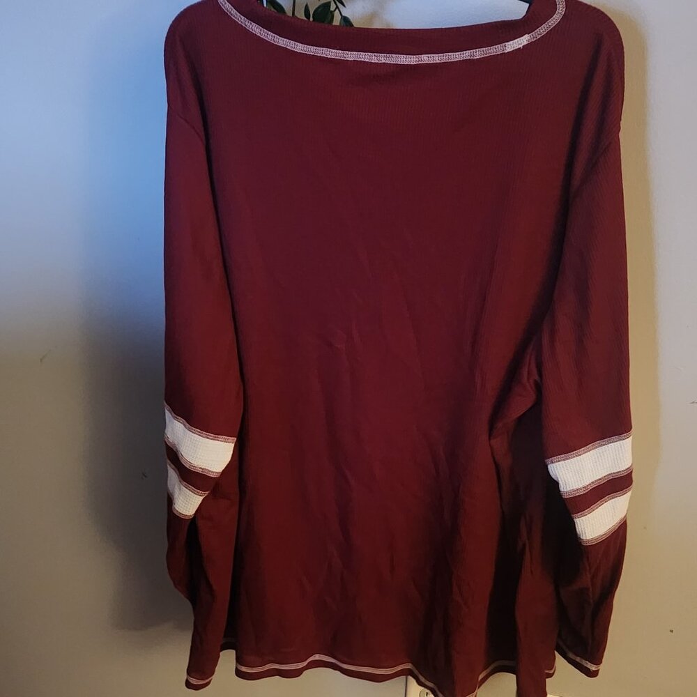 Varsity Striped Waffle knit Maroon Shirt - Picture 3 of 4